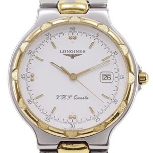 Longines Conquest 4018 Watch, Stainless Steel with Gold Plating, White Dial, ...